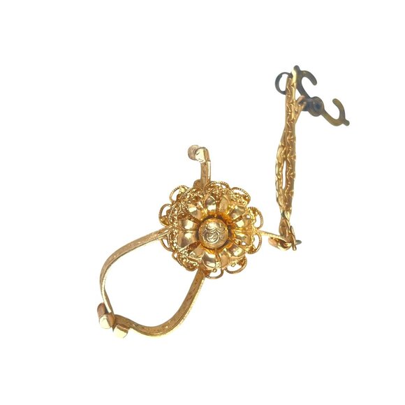 Vintage Scarf Glove Clip Gold-Tone Adjustable Intricate Detailing & Textured Des - Picture 2 of 6